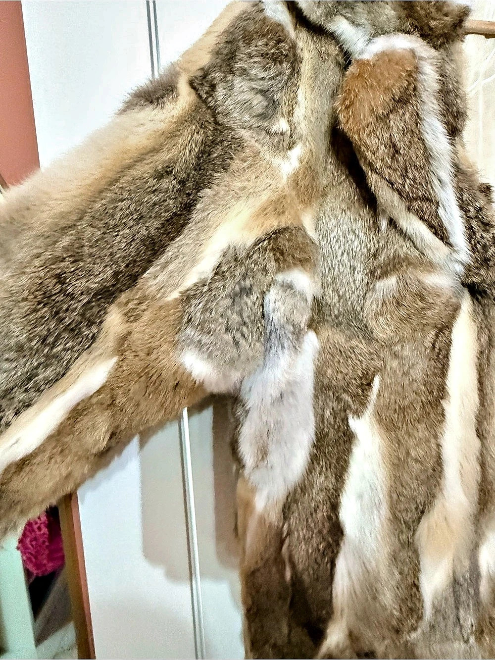 Multicolor Rabbit Fur Coat - Picture 3 of 9